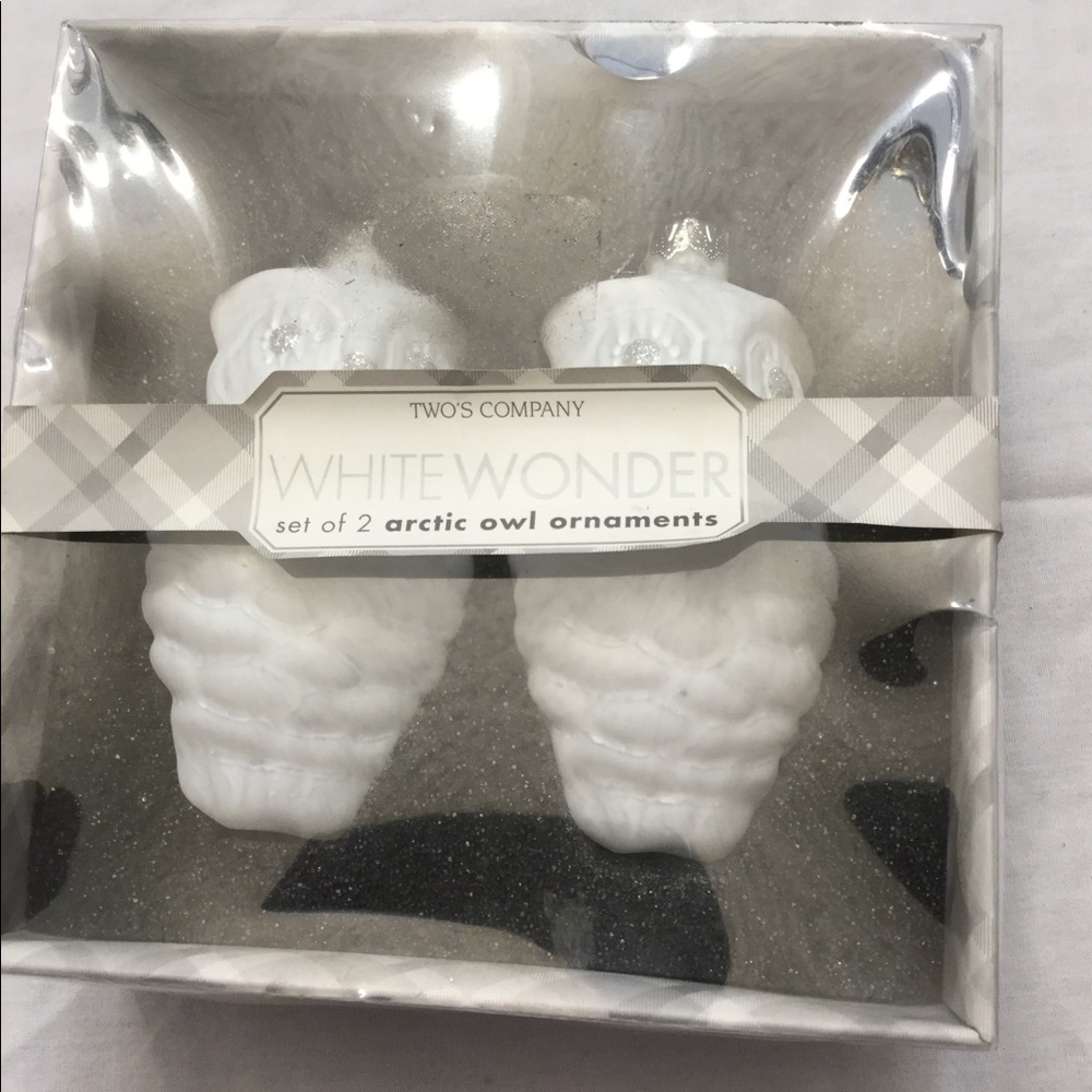 Two’s Company Two White Owl Tree Ornaments